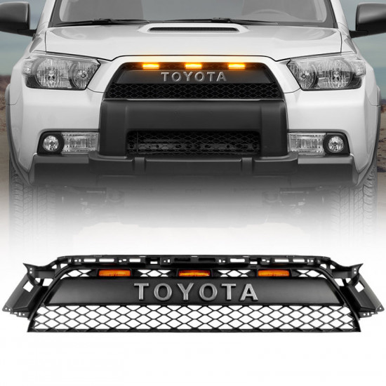 abs black front grill & led raptor lights combo for 2010-2013 toyota 4runner