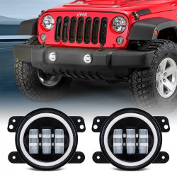 4 inch 30w cree led fog light & halo angle eyes for 07-18 jeep truck wrangler jk