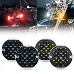 3 1/4" led front turn signal lights & red emark dot rear led turn signals for softail classic flstc and touring models	