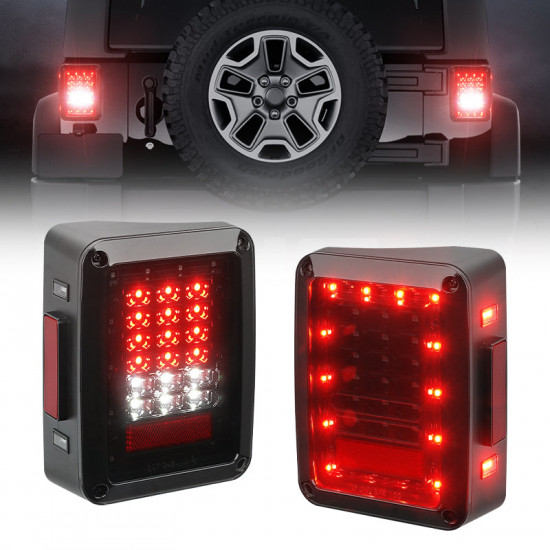 smoked led tail lights for jeep wrangler jk jku 2007 - 2018