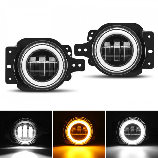 4-in-1 controlled 9'' jeep halo headlights & fog lights with drl for 2018-later jeep wrangler jl & gladiator jt