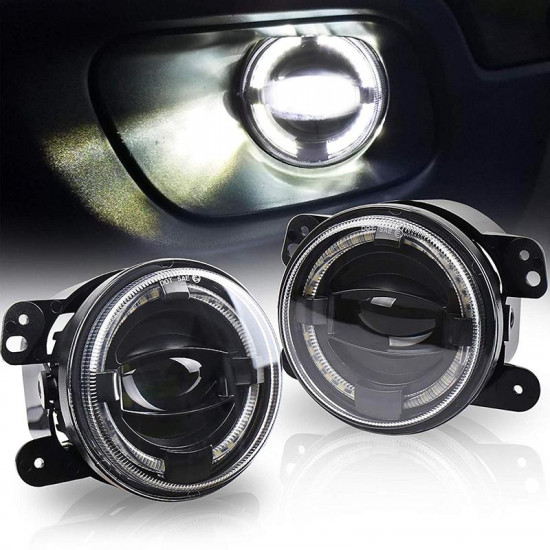 4'' jeep fog lamps with white halo drl for jeep wrangler jk/jku