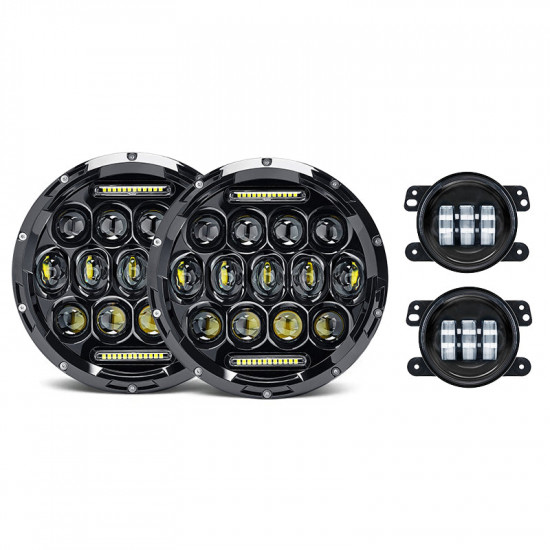 7" 75w headlights & 4" 30w fog lights combo for jeep wrangler jk