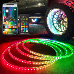 4pcs 15.5 inch dual side chasing rgb led car truck wheel rim lights kit with turn signal and brake function