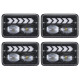 4pcs 4x6 inch led headlights with drl and turn signals rectangular replacement