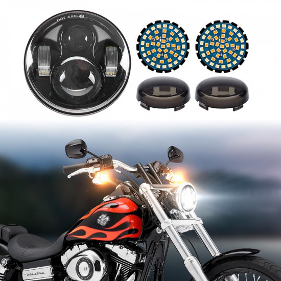 5.75'' led headlight + led turn signals running light with 1157 insert kit + mounting bracket