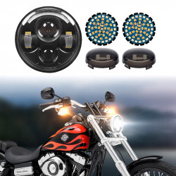 5.75'' led project headlight with angel eyes + led turn signals running light with 1157 insert kit + mounting bracket	