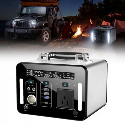500w/1000w portable power station with led flood lights lithium-ion battery for outdoor camping