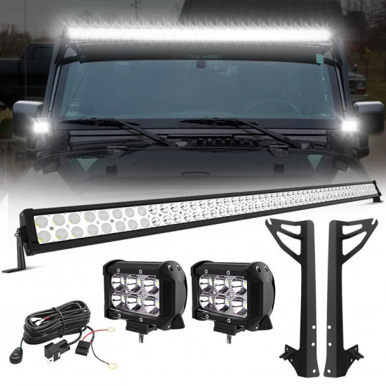 52 inch 300w straight combo beam double row led light bar(with bracket) & pod lights kit