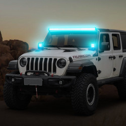 52" rgbw jeep wrangler led light bar & 2 rgb pods & all brackets for 2018-later jeep wrangler jl jlu	