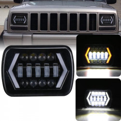 5x7 inch square led headlamp headlight with arrow angel eyes drl turning replaces h6054