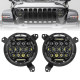 7" 75w cree led headlight drl hi/lo beam + 9 inch headlight brackets for 2018+ jeep wrangler jl and jeep gladiator jt