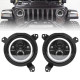 7" 80w jeep halo headlights with angel eyes and turn signal + 9'' led headlight bracket ring for 2018-later jeep wrangler jl and jeep gladiator jt