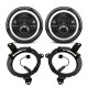 7" 80w jeep halo headlights with angel eyes and turn signal + 9'' led headlight bracket ring for 2018-later jeep wrangler jl and jeep gladiator jt