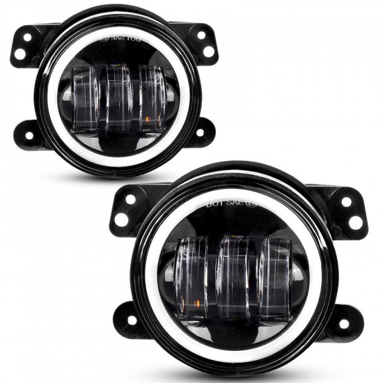 7 inch 80w jeep headlights with drl and turn signal lights & 4'' 30w cree led halo fog light