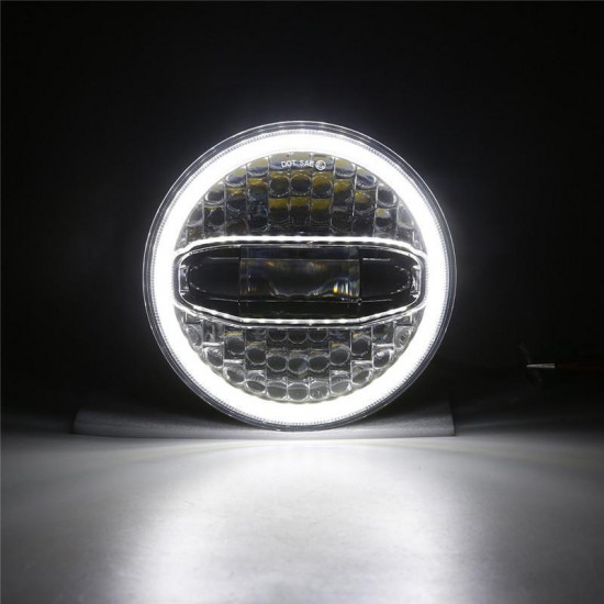 7 inch led headlight with high low beam and blue/white halo drl