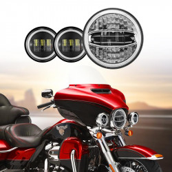 7 inch led headlight with halo drl hi/lo beam & 4.5 inch led halo fog lights for harley davidson