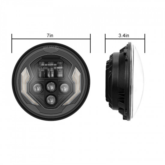 lightning style 7'' led headlights with white drl & amber turn signals for 1997-later jeep wrangler