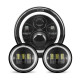 7 inch led headlight with white halo and turn signal lights + 4.5 inch led halo fog lights