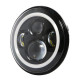 7 inch led headlight with white halo and turn signal lights + 4.5 inch led halo fog lights