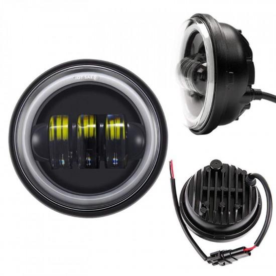 7 inch led headlight with white halo and turn signal lights + 4.5 inch led halo fog lights