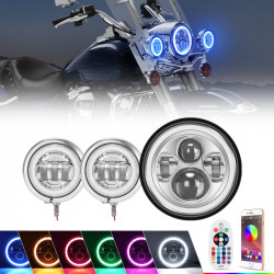 7" rgb led headlight + 4.5" fog lights for touring softail & trike models	