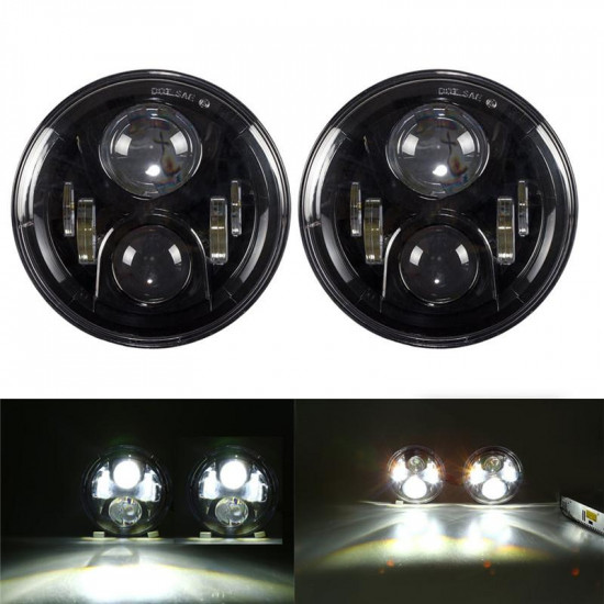 7" round led headlights cree chips lamp h4 h13 projection headlight kit for 1997+ jeep wrangler jk/tj/cj/lj/jl & gladiator jt