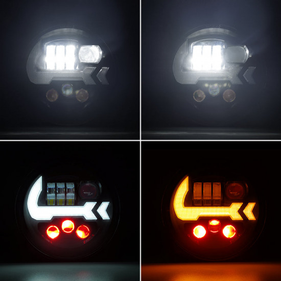 7" led headlights with drl & turn signals & red mood lights for 1997-later jeep wrangler