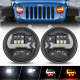 7" led headlights with drl & turn signals & red mood lights for 1997-later jeep wrangler