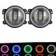 7inch rgb led headlights + 4inch led fog light rgb halos for jeep wrangler