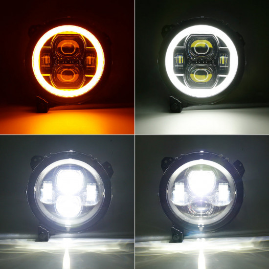 classic 9" halo led headlights with drl & amber turn signals & led halo fog lights for 2018-later jeep wrangler jl and gladiator jt