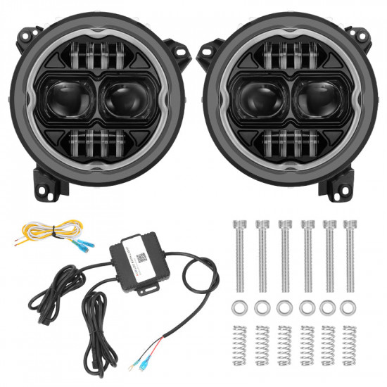 warrior style 9 inch rgbw led headlights bluetooth controlled for 2018-later jeep wrangler jl and jeep gladiator jt