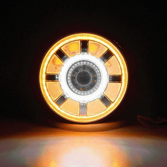 newest 7'' round led headlights with dual halo drl turn signal for motorcycle