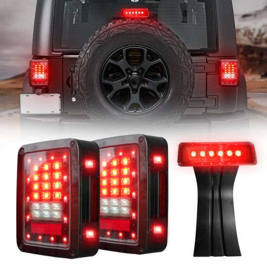 smoke/clear jeep tail lights & third brake light combo  for jeep wrangler jk '07-'18