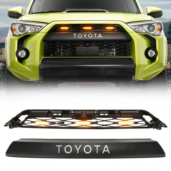 matte black front grill & led 4Runner raptor lights combo for 2014-later toyota 4runner