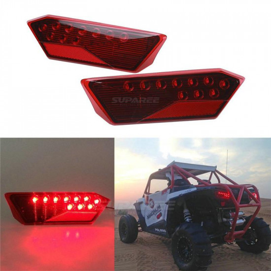 smoked red led tail lights rear break lamp for 14-15 polaris rzr 900