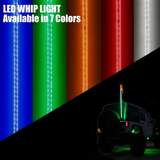 5ft single 7 color led flag pole safety antenna whip lights