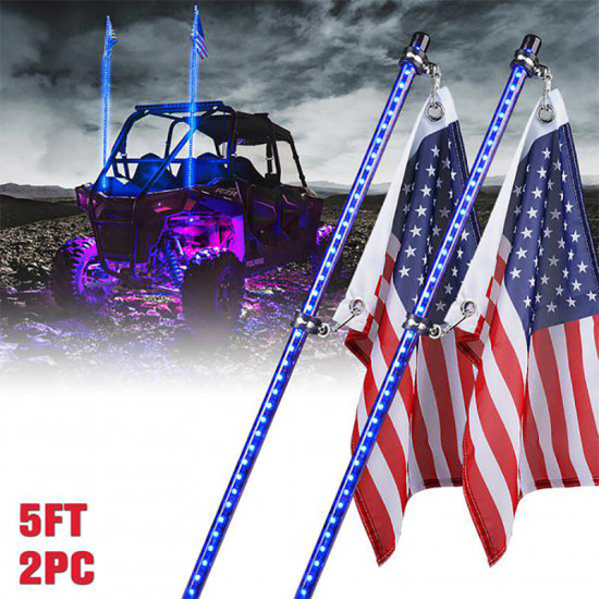 raven series 5ft led smoked whip light with u.s. flag lights pole