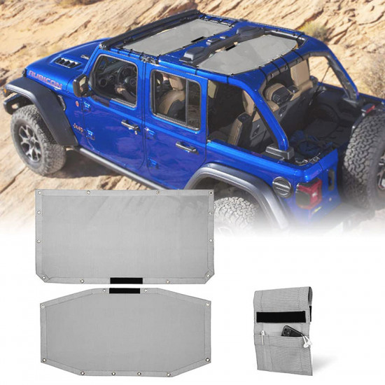 top mesh sunshade for 2018-later jeep wrangler jl jlu 4 door