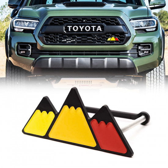 roxmad tri-color front grill badge emblem mountain design for toyota tacoma 4runner