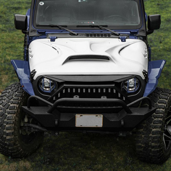 usa only beast monster fiberglass hood with open air scoop & vents 2018-later jeep wrangler jl/gladiator jt