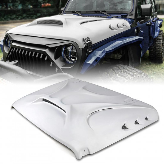 usa only beast monster fiberglass hood with open air scoop & vents 2018-later jeep wrangler jl/gladiator jt