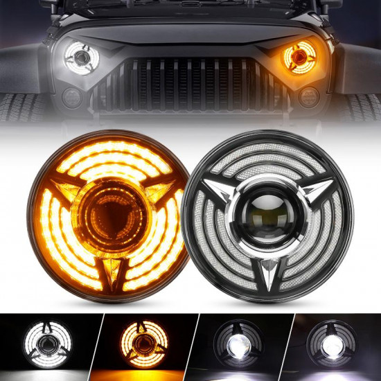 beast series led halo headlights with drl and sequential turn signal lights for 1997+ jeep wrangler jk/tj/cj/lj/jl & gladiator jt