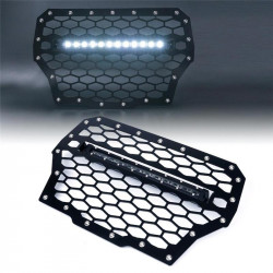 usa only black steel mesh grille with 14" c6 led lightbar with blue backlight for 2017 polaris rzr turbo models	