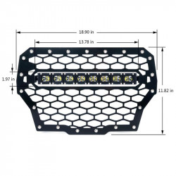 usa only black steel mesh grille with 14" c7 led light bar	