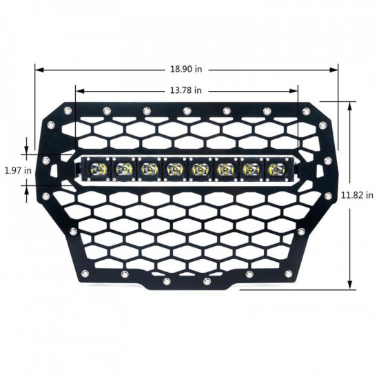 usa only black steel mesh grille with 14" c7 led light bar