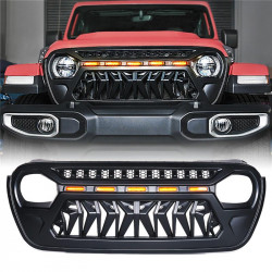 usa only black venom grille with amber led running lights for 2018+ jeep wrangler jl jt
