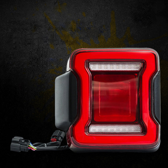 brilliant led taillights with red lens for 2018-later jeep wrangler jl jlu