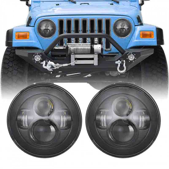 60w 7" round cree led projector headlights for 1997-2020 jeep wrangler jk/tj/cj/lj/jl & gladiator jt