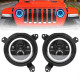 7" customized cree led projector headlights with blue halo with 9'' led headlight bracket ring for 2018+ jeep wrangler jl and jeep gladiator jt